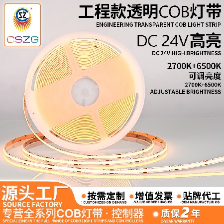 厂家批发24V低压双色COB灯带户外防水家用客厅高亮氛围灯